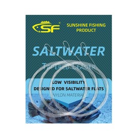 SF 10FT 30lb Pre-Tied Loop Saltwater Tapered Leader Fly Fishing Low Visibility High Strength Clear Nylon for Saltwater Bonefish Permit