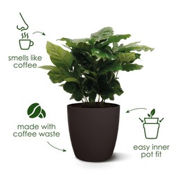 elho The Coffee Collection Round 22 cm - Indoor Flower Pot - Made from Coffee Grounds and Recycled Plastic - Brown/Espresso Brown