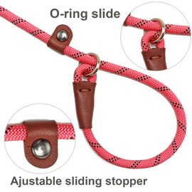 Mycicy Slip Lead Dog Leash, 1/4" x 5ft No Pull Slip-on Training Leash for Small and Medium Dogs (Pink, 1/4" x 5Ft)