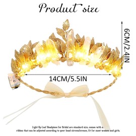 Catery Diadema Iluminada con Corona de Pan de Oro, Accesorio para La Cabeza de Diosa Griega para Mujer