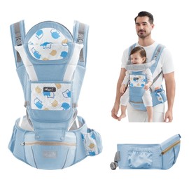 IULONEE Multifunction Baby Carrier Hip Seat Infant Carrier Baby Sling Baby Carrier Wrap Convertible Toddler Carrier with Wide Seat Lightweight Child Carrier Ideal for Hands-Free Parenting (Blue)