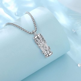 EUDORA Sterling Silver Urn Necklace for Ashes for Women Men, Ash Pendant for Human Cat Dog Ashes, Necklace for Ashes of Loved One Mom Papa Dad Pet Cremation Souvenir Jewelry for Funeral, 20inch