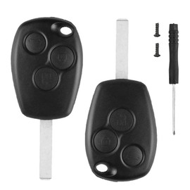 Alppihym 2 Pack 3 Button Car Key Shell Replacement Compatible Renault Clio, Modus, Twingo, Compatible Kangoo, Laguna, Master, Trafic, Duster, Espace, Vivaro, Dacia