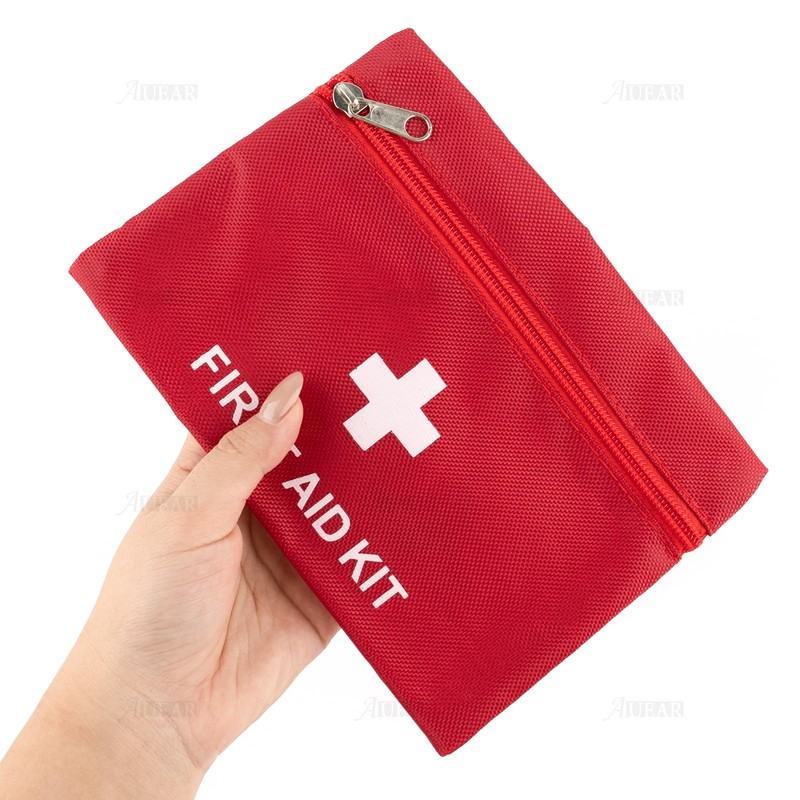 AUEAR, 5 Pack First Aid Kit Empty Pouch Bag Red