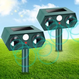 Deer Repellent, Ultrasonic Animal Repellent Outdoor, Skunk Repellent Motion Detection with Waterproof, Deer Repellent Devices to Scare Rabbit Dog Skunk Squirrel Out of Yard Garden Farm (2Pack)