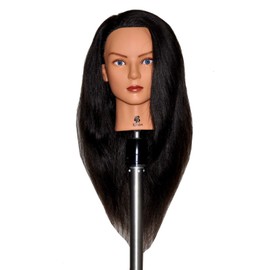Zvena Beauty 24" Human Hair Cosmetology Mannequin Manikin Training Head with Clamp (24" DARK BROWN (KAYLEN+C))