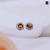 Amberta 925 Sterling Silver with Baltic Amber - Stud Round