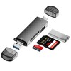 SDカードリーダ3-in-1メモリカードリーダ多機能データ転送Type-C/Micro USB/USB SD TF USBカメラアダプタ0 TG機能変換アダプタ超小型双方向高速データ転送写真/ビデオ/ファイル/キーボードWindows/Macbook/Android互換（グレイ）