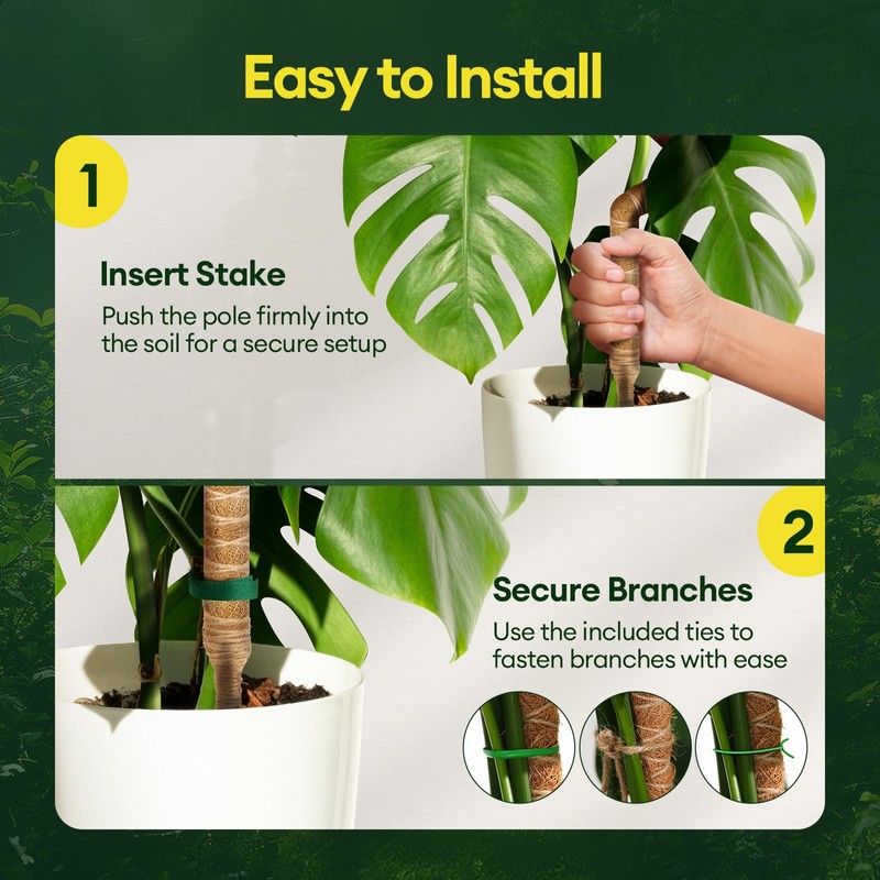 Maygrove 3-Pack 28” Bendable Moss Pole Monstera Plant Support for