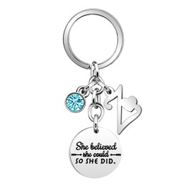 Inspirational Gift Key Chains "She Believe She Could So She Did"Encourage Key Rings for Her Women Girls Sister BFF Best Friends Bestie Colleague Graduation Birthday Christmas Anniversary Key Chain (Z)