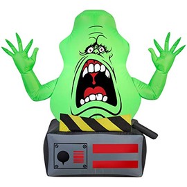 Gemmy Airblown Slimer Ghost on Ghost Trap Ghostbusters, 3.5 ft Tall, Green