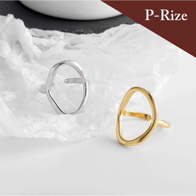 P-Rize Women's Ring, Large, Open Series, Simple, Silver, Gold, Color,
