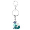 BONSNY Enamel Alloy Cute Fox Keyring Blue Keychain Jewellery For