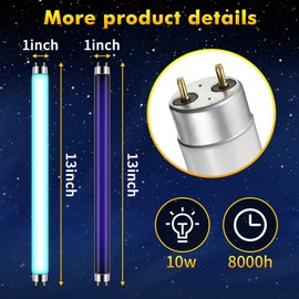 Qualirey 8 Pcs T8 Bug Zapper Replacement Bulbs, 10w Bug Light Bulbs Lamp Tube for 20W Electronic Device, Replacement 13 Inch Length Fluorescent Tube for Indoor Outdoor Mosquito Killer Lamp