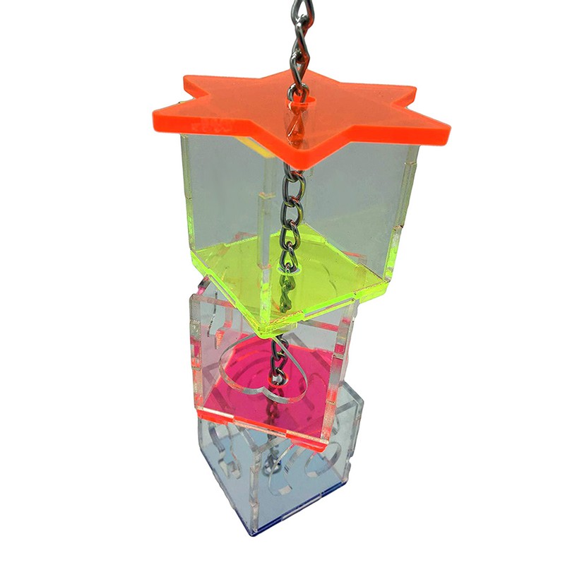 Acrylic Hexagram Multilayer Bird Biting Feeding Food Bowl Parrots Foraging