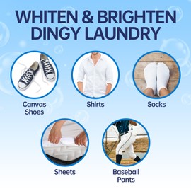 JIFFINE Oxygen Bleach – Color-Safe Stain Remover, Brightens Whites & Removes Tough Stains – Eco-Friendly, Non-Toxic, 12 Power Paks for Washing Machine | Laundry Whitener for Clothes