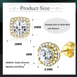 Dochais 2 Pairs Cubic Zirconia Stud Earrings for Women Men, Diamond Studs Earrings Women, Diamond Earrings Men, Hypoallergenic Earrings Studs, Crystal Stud Earrings, Small Stud Earrings Silver