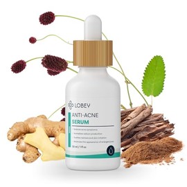 Lobey Anti-Acne Serum - Vegan Face Serum Against Pimples & Blemished Skin - With Zinc, Salicylic Acid & Chamomile - Soothing & Sebum Regulating - Natural Cosmetics for Sensitive Skin (50 ml)