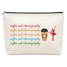 Ballerina Makeup Bag Dancer Gifts Coffee Lover Gifts for Daughter Sister Friend Dance Stuff Cosmetic Bag Coffee Themed Gift for Women Christmas Birthday Graduation Gift for Her Travel Pouch