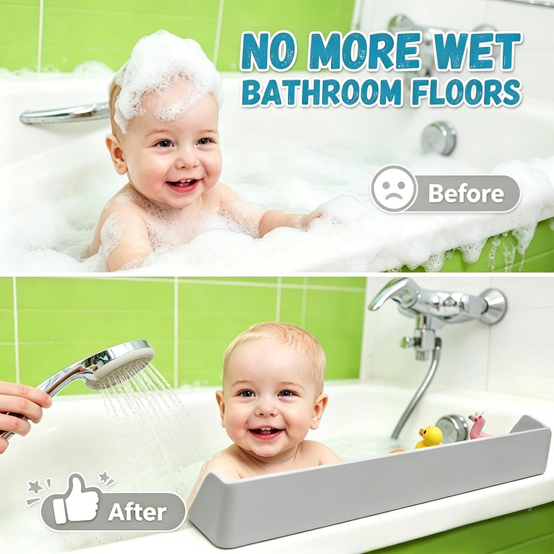 Bathtub Splash Guard with Strong Suction Cups, Silicone Splash Guard