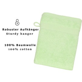 Betz 10 Stück Waschhandschuhe Palermo 100% Baumwolle Waschlappen Set Größe 16x21 cm Farbe grün