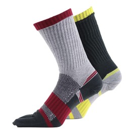 Yutaka Make SWYC-C52 Anti-Tear Socks, Round End, 5 Toe Crew, Assorted, 2 Pairs Set, 9.8 - 10.6 inches (25 - 27 cm), Anti-Bacterial, Odor Resistant, For Work, Slip Support, Heavy Duty, Safety Shoe