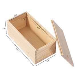 Useekoo Unfinished Wooden Storage Box with Sliding Lid, 7.8'' x 3.9'' x 3.1'' Keepsake Box, Rustic Wood Gift Boxes for Art Hobbies, DIY Lovers, Desk Organizers and Christmas Decorations