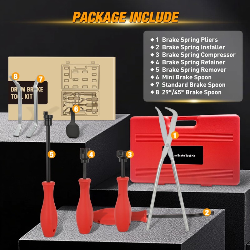 GOOACC 8PCS Drum Brake Tool Kit, Brake Tool Set with
