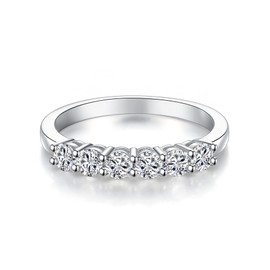 IMOLOVE Moissanite Wedding Band for Women Eternity Bands Moissanite Wedding Rings for Women Sterling Siver Ring Anniversary Band White Gold Plated Size 12