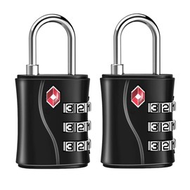 ZHEGE TSA Suitcase Locks, Luggage Locks, Padlocks, 3 Digit Locks with Combination Code for Travel Suitcases, Bag, Backpacks, Small Combination Locks Locker (2 Pieces, Black)
