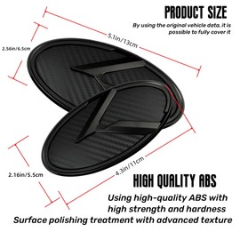 2Pcs K Logo Front Hood Trunk Emblem Badge Compatible with Forte Sedan Optima Cerato .etc (Carbon Fiber Black)
