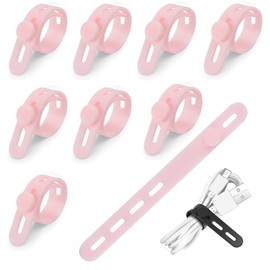 SZFUDIGO Silicone Cable ties，15Pack cord ties cable ties reusable wire organizers for cords， cable organizer travel cord wrap cord wraps for electrical cords (Light Pink)