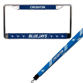 VictoryStore Creighton University - License Plate Frame (Design 2) and Lanyard - Stripes Design