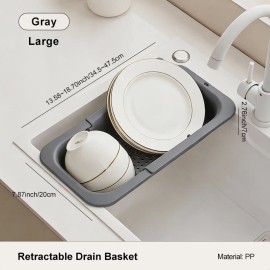 UFORU  Expandable Vegetable Washing Basket Modern Storage Portable Plastic Kitchen Draining Basketcolor: Grey, size: 34.5~47.5*20*7cm