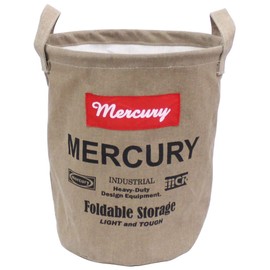 MECABUSE Keystone Mercury Interior Storage Basket, Canvas Box, S, Round, Sand Beige, PVC Finished, 9.4 x 9.4 x 11.0 inches (24 x 24 x 28 cm)