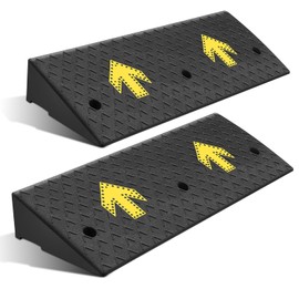 DNA MOTORING 2pcs 5.5" Rise Rubber Arrow Curb Ramp Heavy Duty Loading Threshold Ramp 37.4 in L x 13.8 in W x 5.5 in H for Loading Dock, Warehouse, Wheelchair, Motorcycles, Cars, TOOLS-00651