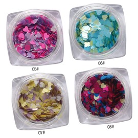 OHPHCALL 18pcs Multicolored Heart Nail Sequins for Nail Art Random Color Paillettes for Manicure Decoration Creative Accessories for Home and Salon Use