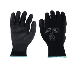 Nitras 6215 Nylon Assembly Gloves Black PU 12 Pairs Size Gr.XXL 10