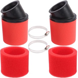 LIYYDS 2Pcs Universal 42mm 1.65inch Red Angled Double Foam Pod Performance Filter 125cc 150cc 200cc 250cc GY6 ATV Scooter Quad Go Kart Moped Pit Dirt Bike Yamaha PZ24 41mm 43mm