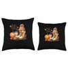 Beanie Boots Pumpkin Coffee Fall Vibes Autumn Thanksgiving Throw Pillow