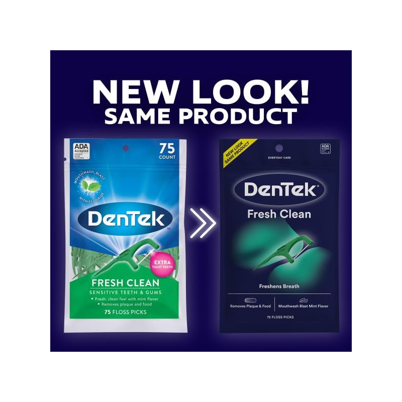DenTek Fresh Clean Floss Picks, For Extra Tight Teeth, 75