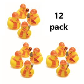 Fun Express Construction Rubber Duckies (Set of 12 Ducks)