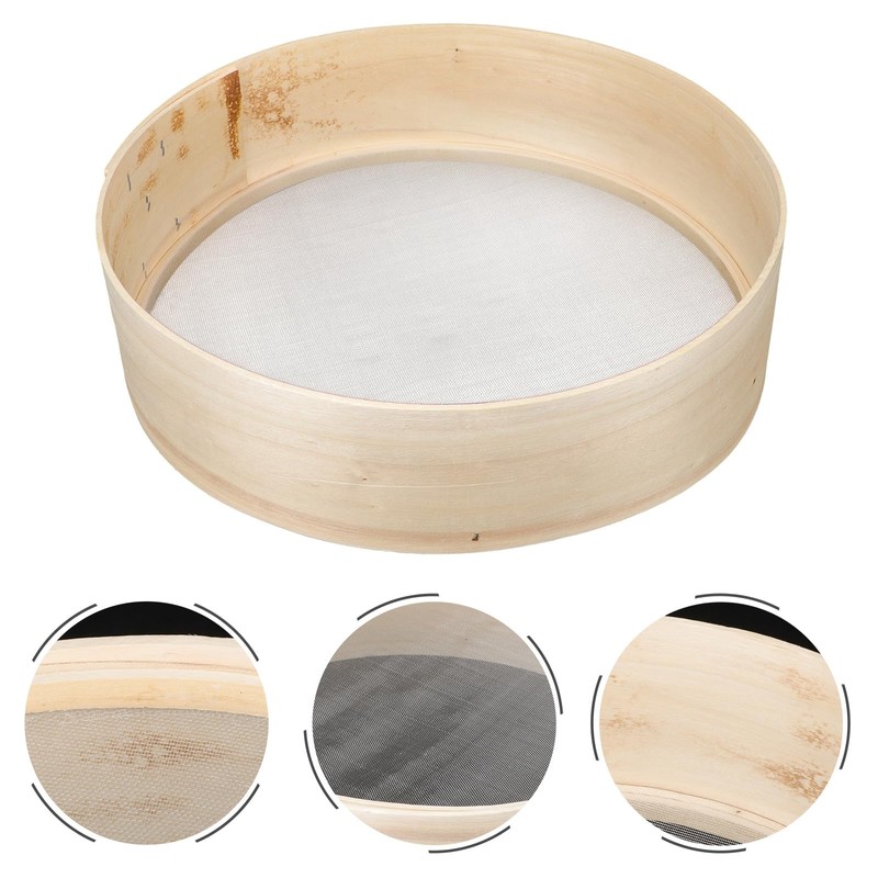 PRETYZOOM Flour Sifter for Baking, Wood Round Flour Sieve Strainer