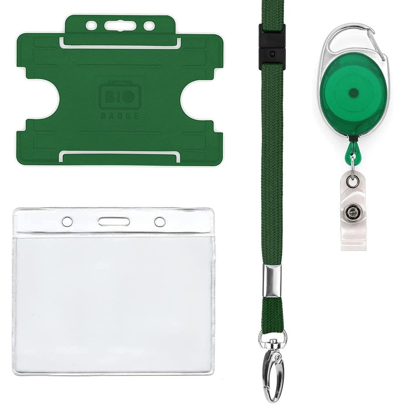 4 Piece ID Badge Set Green | Set Includes Metal