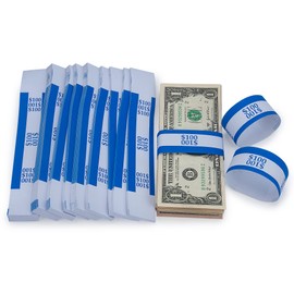 L LIKED Pack of 500 Currency Band Self Sealing Currency Straps Bands Money Bill Wrappers (Blue $100-500 PCS)
