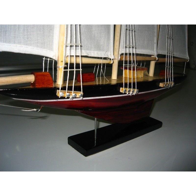 Atlantic Hand Made Wooden Model Sailing Ship 14" White Sail