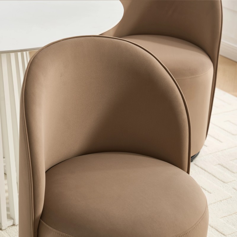 Modern Design Velvet Fabric Upholstered Kitchen Swivel Barrel Accent Dining