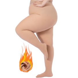 Amzshe Plus Size Fleece Lined Tights for Women, Fake Translucent Warm Winter Leggings, Control Top Thermal Tights