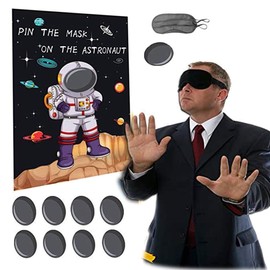 Pin the Mask on the Astronaut Game - Kids Solar System/Outer Space Birthday Party Supplies Decorations
