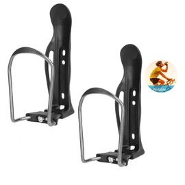 2 Pack Universal Aluminium Alloy Bike Water Bottle Cage, Adjustable Bike Bottle Cage, Sturdy Easy to Install, Suitable for Mountain Bikes and Road Bikes Black